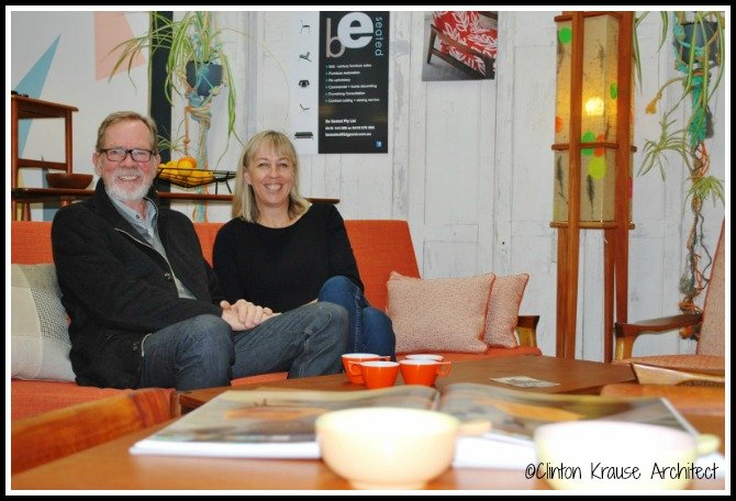 Jack and Megan Jarret reclining in the be seated showroom